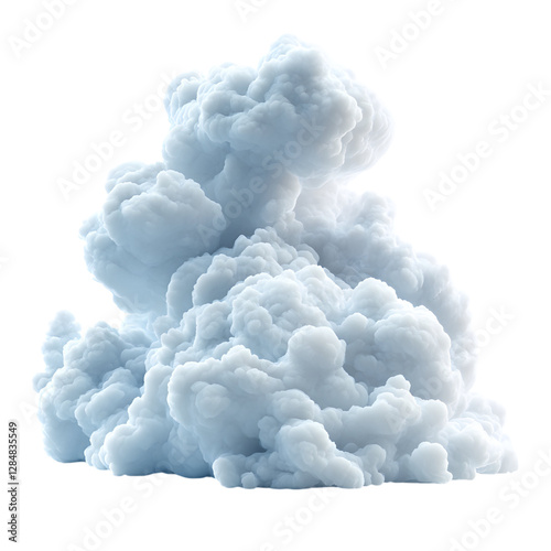 A Fluffy 3D Cartoon Cloud with Glowing Silver Lining Isolated on Transparent Background
