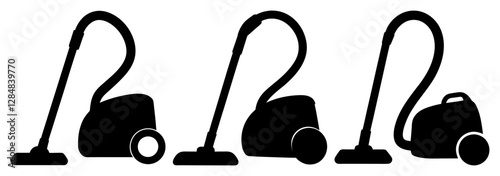 Modern Vacuum Cleaner Silhouette for Home Appliance Design Icon Bundle 