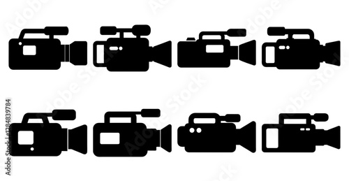 Modern Video Camera Silhouette for Photography Design Icon Bundle 