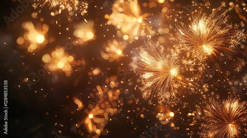 High-resolution image of New Year fireworks in 2025, detailed and realistic, with sparkling firework patterns filling the sky.