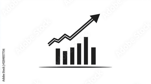 Free Download A progression of bar charts ascends in height from left to right, with a prominent arrow indicating an upward trend, and small plus signs above the bars emphasize the increase - GFXLoad