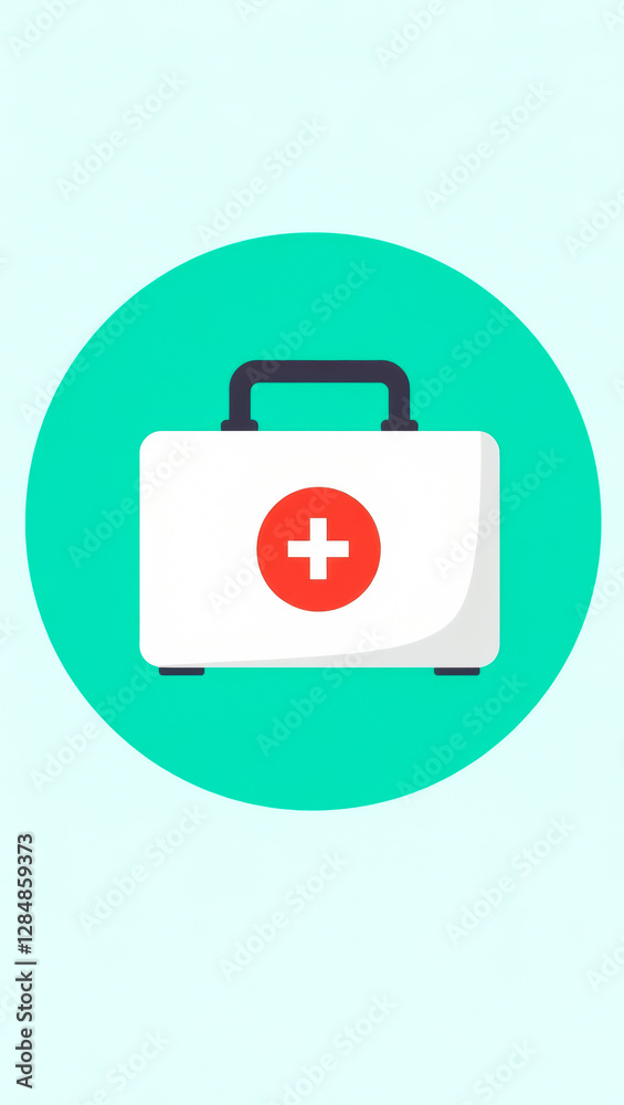 white first-aid kit with a red signifying medical preparedness. white first-aid kit with a red signifying medical preparedness.