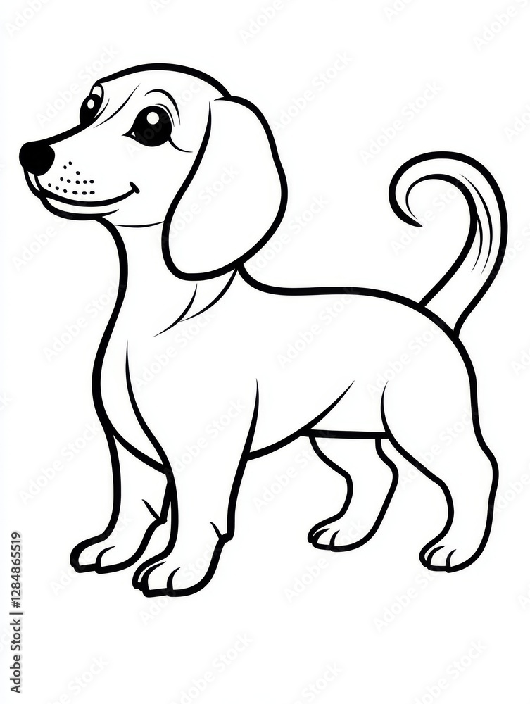 Dachshund Line Art: A captivating dachshund portrayed in a simple black and white line art technique Dachshund Line Art: A captivating dachshund portrayed in a simple black and white line art technique