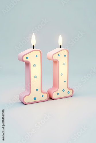 two lighted number one candles celebrate eleventh birthday