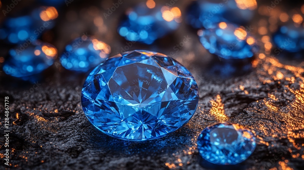Beautiful gemstones of natural sapphires set against a black backdrop. An eye-catching assortment of valuable stones set out on a stone surface Beautiful gemstones of natural sapphires set against a black backdrop. An eye-catching assortment of valuable stones set out on a stone surface
