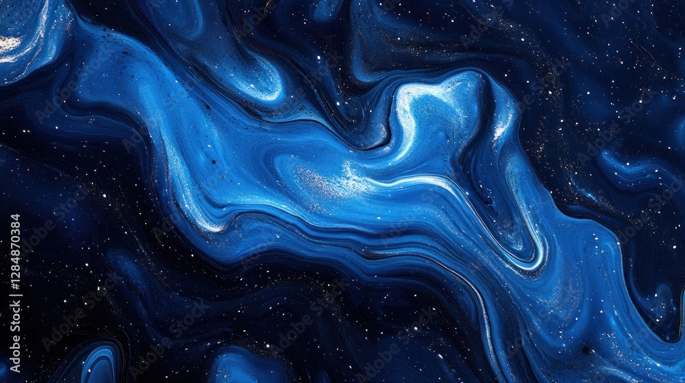 Fototapeta premium Abstract swirling blue and dark galaxy paint texture