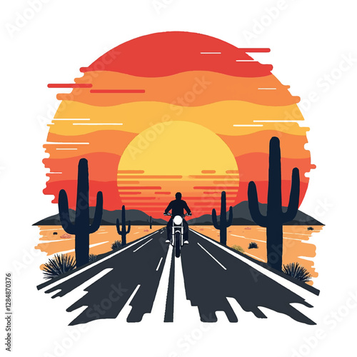 Retro vintage sunset ride t-shirt design