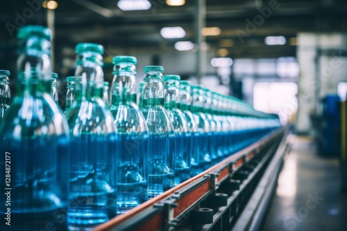 Plastic bottles on a assembly line