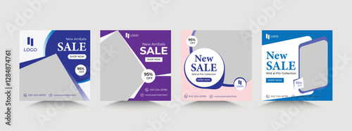 square social media post template, Creative business social media banner template design, A set of social media template design in black and gladden, Elegant