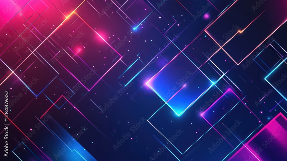Obraz premium Ultra-realistic abstract background featuring a blend of vibrant colors, intricate geometric patterns, and dynamic lighting effects.