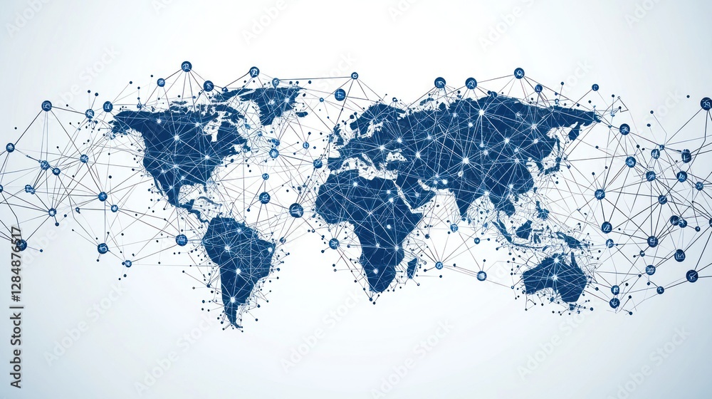 Fototapeta premium Global Network Connectivity: A Visual Representation of Worldwide Interconnection
