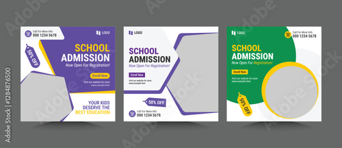 School Admission kids social media template Design, Children's social media post template for school admission