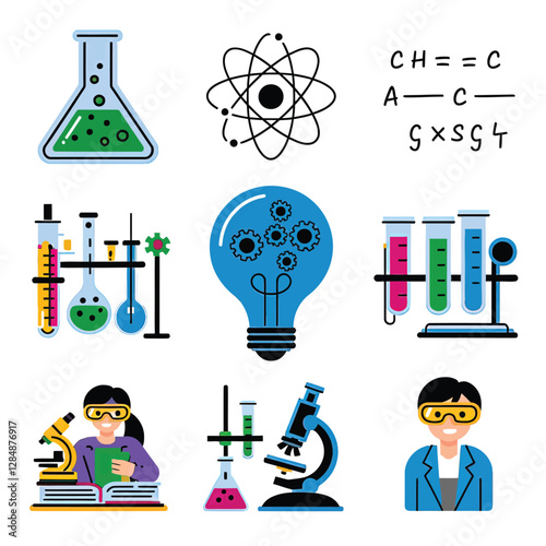 vector icons for laboratory environment for studying various scientific disciplines Chemistry flask 
