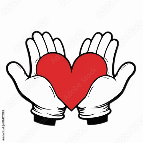 Valentine hands with red heart vector illustration