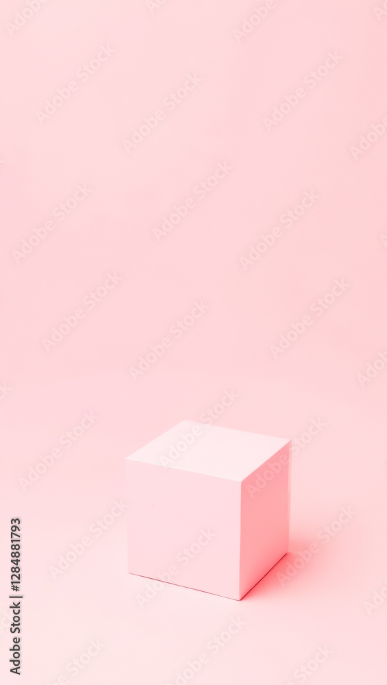 Obraz premium pale pink cube on matching background