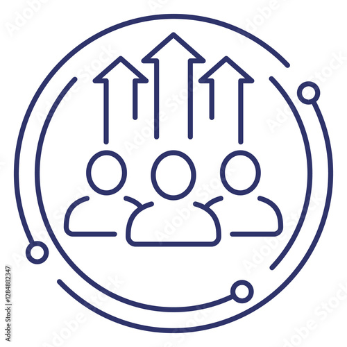 team growth and development line icon on white