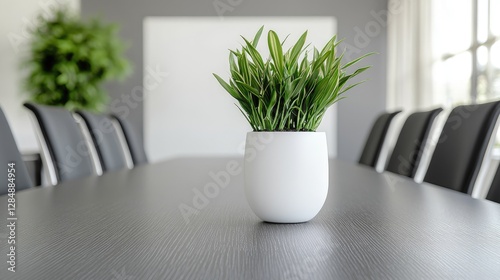 Conference Room Table with Plant