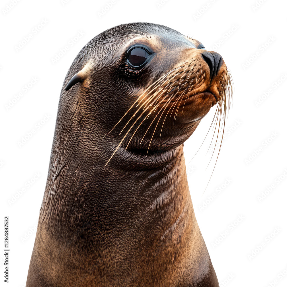 Naklejka premium realistic photo of sea lion, white background