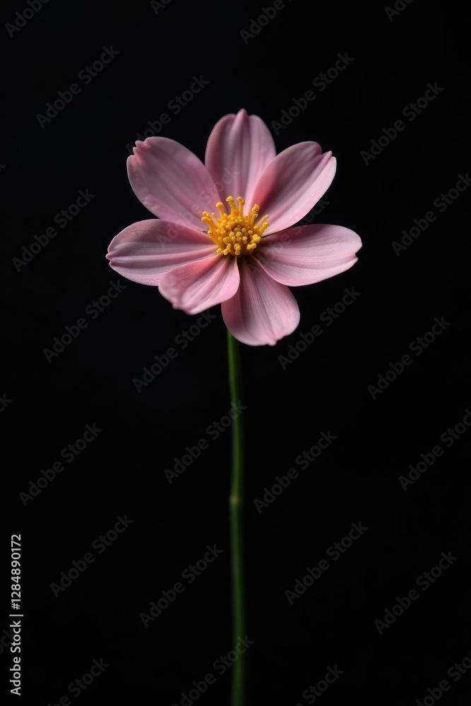 A single gypsophila flower in stark contrast to a dark or black background, minimalist, solitary A single gypsophila flower in stark contrast to a dark or black background, minimalist, solitary