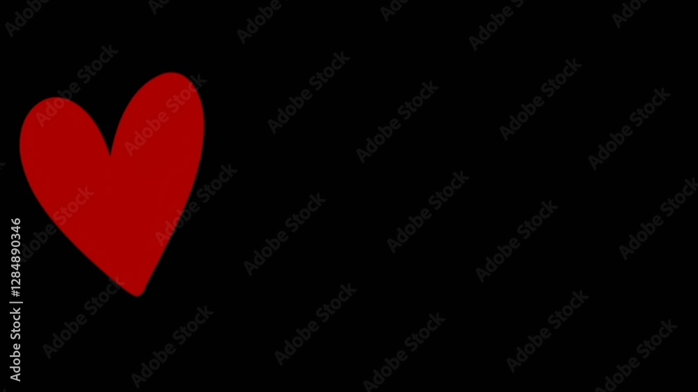 red heart on black background