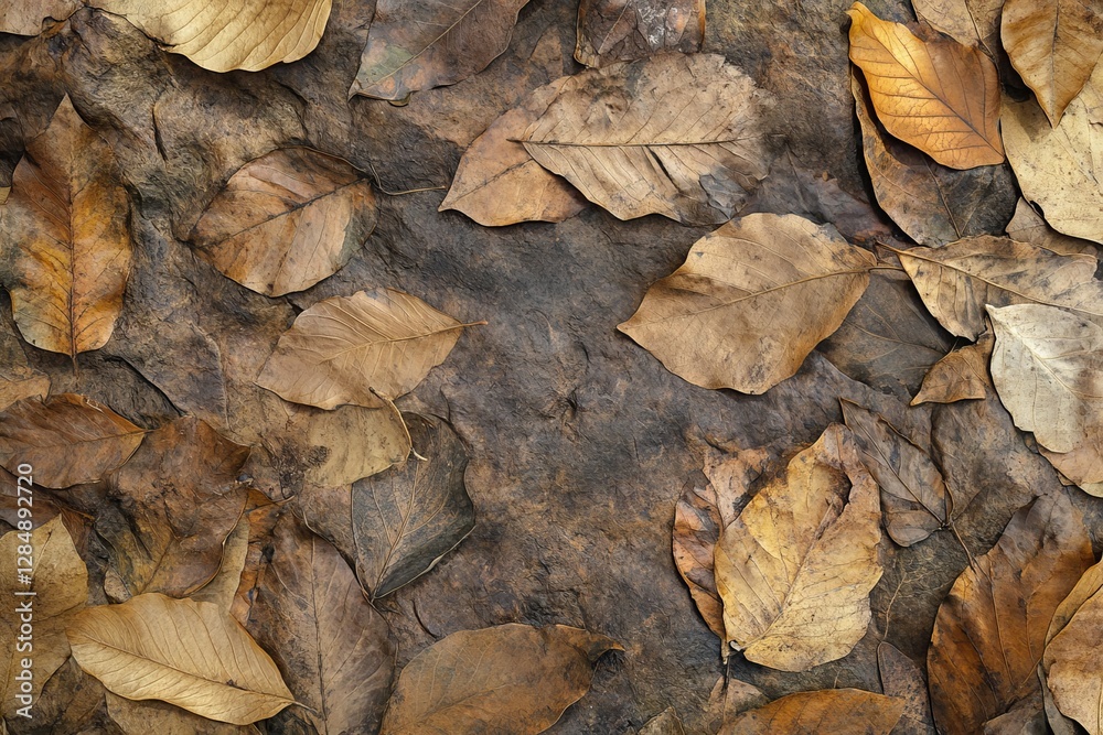 Autumn Dried Leaves on Dark Brown Ground Natural Texture Background Image Fall Season Botanical Pattern Design Element Photography Brown Golden Tones Autumn Dried Leaves on Dark Brown Ground Natural Texture Background Image Fall Season Botanical Pattern Design Element Photography Brown Golden Tones