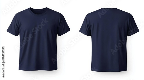 Navy Blue T-Shirt Mockup Front and Back View, Apparel Design Template, Clothing, T-Shirt Design tshirt mockup, apparel design