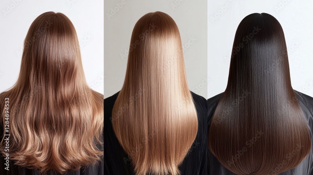 Fototapeta premium Varied Hair Textures and Colors Showcased in Studio Setting