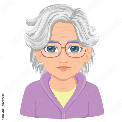 gray-haired old woman portrait with glasses