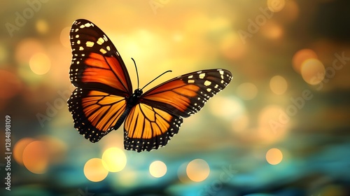 A Vibrant Monarch Butterfly Displaying Colors Against Blurred Backgrounds