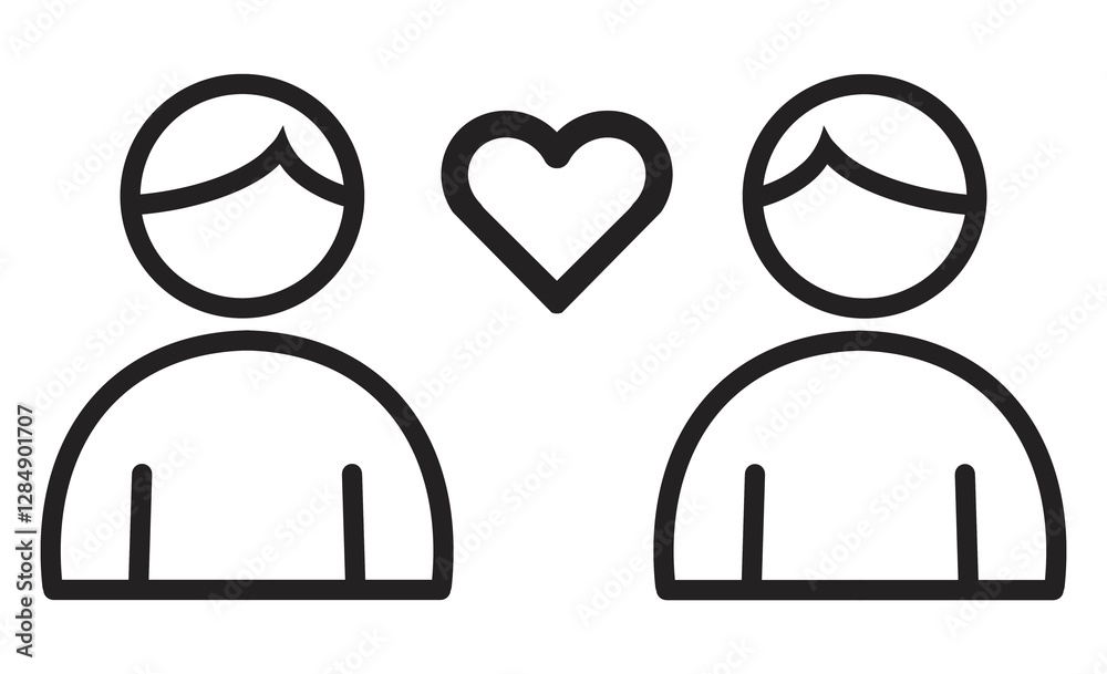 ゲイカップルのシンプルなアイコンイラスト