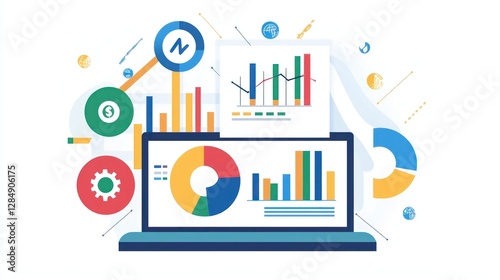 Colorful Data Visualization and Analytics on Modern Laptop Screen