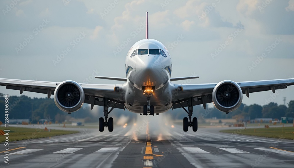 passenger plane taking off from an airport runway, powerful engines and sense of freedom passenger plane taking off from an airport runway, powerful engines and sense of freedom