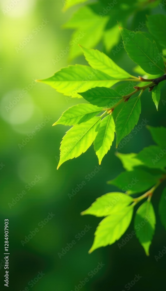 Green leaves rustling in a gentle summer breeze, nature, forest, leaves Green leaves rustling in a gentle summer breeze, nature, forest, leaves