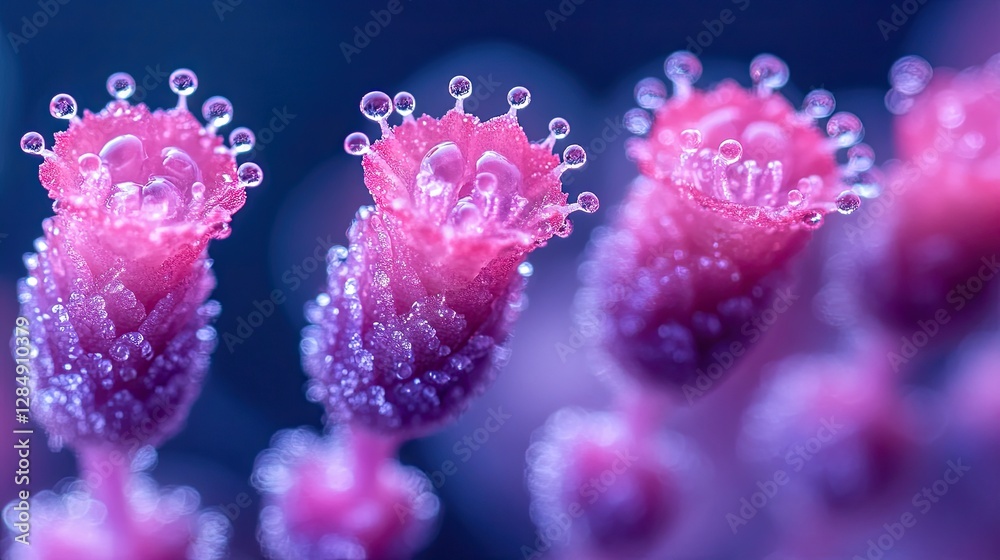 Several Flowers Covered In Tiny Water Droplets On Display Several Flowers Covered In Tiny Water Droplets On Display
