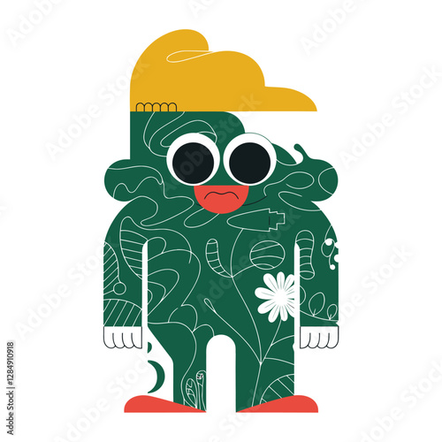 vector art pieces ,wall paintings character , encompassing various art , Groovy cartoons, abstract
