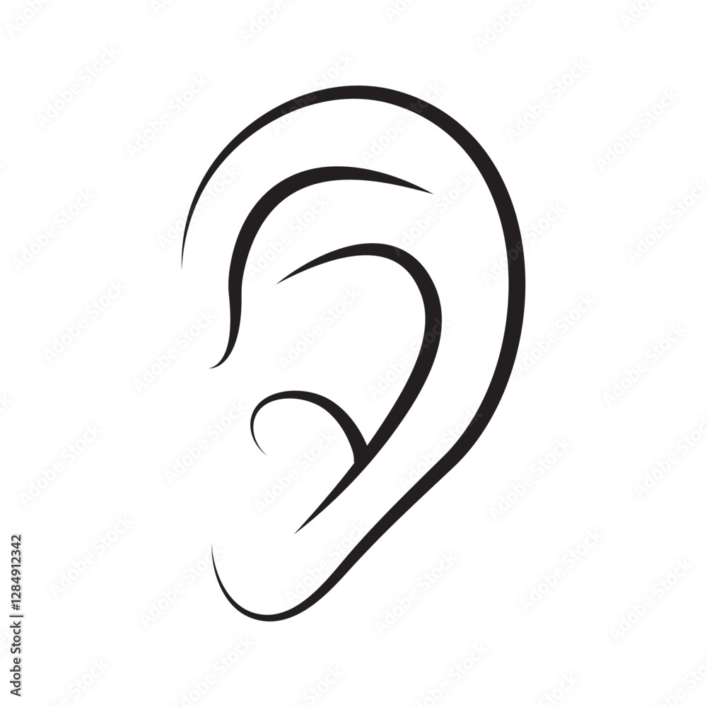 Ear Line Art Icon Minimalist Vector Illustration for Social Media, Banners greeting cards and Modern Design. Perfect for branding, digital media, and creative projects.
