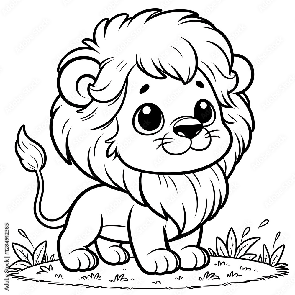 Coloring book cartoon little lion standing on grass.Funny animal outline.generative ai
Coloring book cartoon little lion standing on grass.Funny animal outline.generative ai