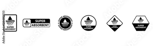 Super Absorbent Signs Set Featuring Vector Icons for Cleaning Products, Packaging Labels, Household Items, Hygiene Branding, Digital Art, and Marketing Design Projects and social medis post