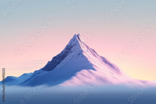 Pink Sky, Snowy Peak, Misty Mountain, Landscape Photography, Mountain Scenery Mountain range, nature photography