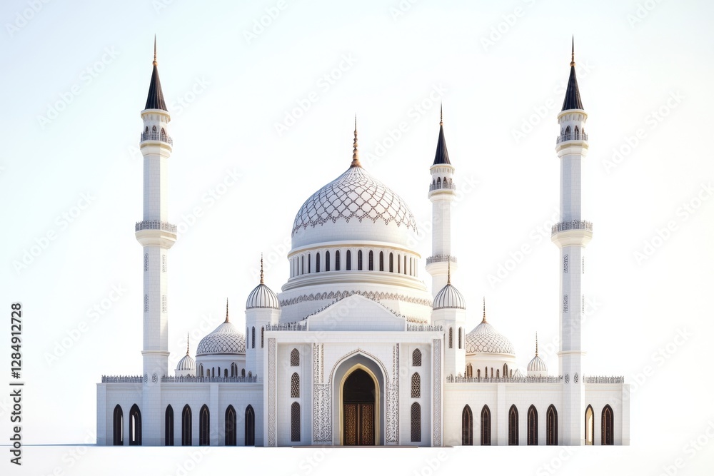 Fototapeta premium The architectural design displays a grand mosque with detailed features