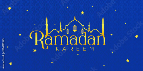 Ramadan Kareem Post Design featuring lanterns, crescent moon, and Islamic calligraphy perfect for social media posts, banners, and greeting cards.vector, graphic, illustration