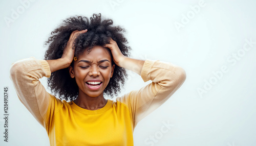 Black woman experiencing headache and tinnitus