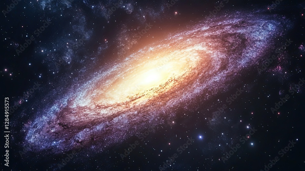 Fototapeta premium A Stunning View Depicts the Majestic Spiral Galaxy in Space