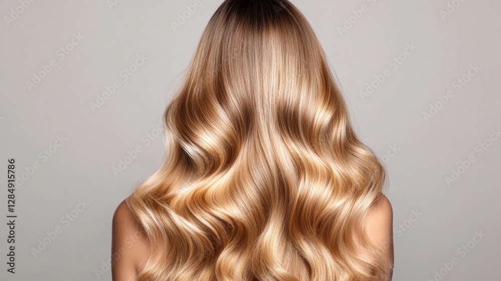 Fototapeta premium Beautiful Long Wavy Hair with Soft Natural Highlights and Shine
