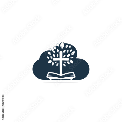 Bible Cross Tree Church Logo Design.