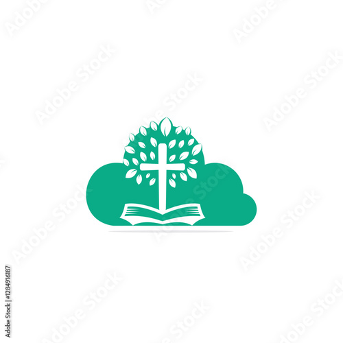 Bible Cross Tree Church Logo Design.