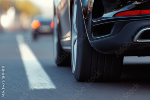 Wallpaper Mural A car is driving down a street with a white line Torontodigital.ca