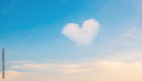 하트 모양의 구름이 떠 있는 맑은 하늘