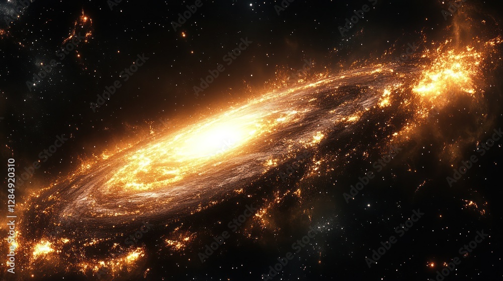 Obraz premium Cosmic Spiral Galaxy; fiery nebulae; space; universe