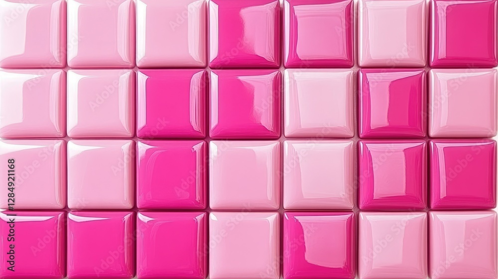 Glossy bright pink cubes arranged in a D abstract pattern with light reflections Glossy bright pink cubes arranged in a D abstract pattern with light reflections